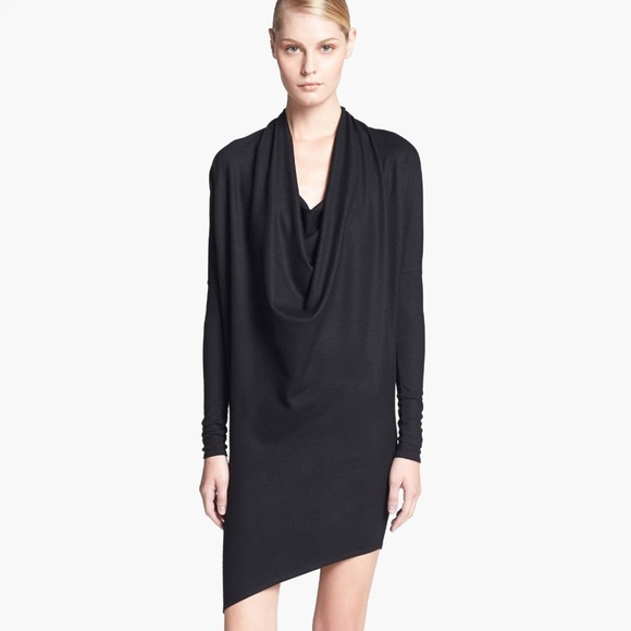 Helmut Lang Dresses & Skirts - Cowl Drape Neck Wool Dress | Helmut Lang